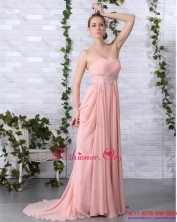 2015 Spring Cheap Brush Train Sweetheart Prom Dress in Peach WMDPD169FOR