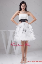 2016 Exquisite Belt and Ruffled Layers White Short Prom Dresses DBEE414FOR