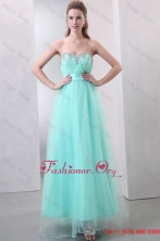 A line Aqua Blue Sweetheart Beading and Ruching Organza Prom Dress FFPD0558FOR