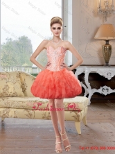 Beautiful Short Sweetheart Coral Red Prom Dresses with Beading SJQDDT67003FOR