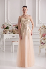 Column Sweetheart Serquins Champagne Floor length Prom Dress FVPD308FOR