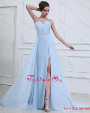 Customize Sweetheart Appliques and Beading Prom Dresses in Light Blue DBEE538FOR