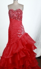 Exquisite A-line Sweetheart Floor-length Red Prom Dress LHJ42857