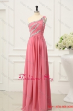 Fall Empire Watermelon One Shoulder Beaded Decorate Full Length Prom Dress FFPD0190FOR