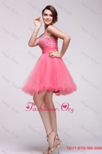 Fall Pink Strapless Beaded Short Prom Dress with A line FFPD0382FOR
