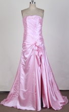 Fashionable A-line Strapless Brush Light Pink Prom Dress LHJ42830