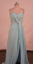 Fashionable A-line Sweetheart-neck Floor-length Chiffon Light Blue Beading Prom Dresses Style FA-C-2