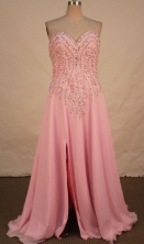 Fashionable A-line Sweetheart-neck Floor-length Pink Beading Prom Dresses Style FA-C-153