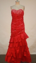 Fashionable Column Sweetheart-neck Floor-length Red Beading Prom Dresses Style FA-C-185