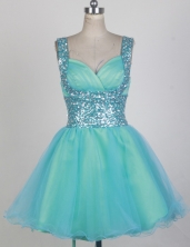 Fashionable Short Straps Mini-length Aqua Prom Dress LHJ42842