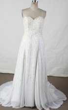 Fashionable empire sweetheart-neck brush chiffon beading white prom dresses FA-X-110