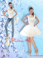 Feminine Ball Gown High Neck White Prom Dresses with Beading SJQDDT42004FOR