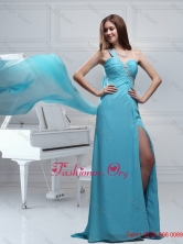 Hot Sale One Shoulder Watteau Train Column Prom Dress in Aqua Blue PDML029PSFOR