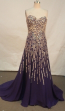 Luxurious empire sweetheart-neck beading purple prom dresses FA-X-128