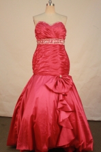 Modern mermaid sweetheart-neck floor-length beading coral red prom dresses FA-X-125