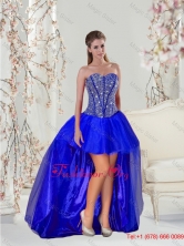 New Arrival Mini length Royal Blue Prom Dresses with Beading  for 2015 QDDTA1002-2FOR