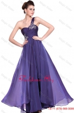 New Arrivals One Shoulder Purple Prom Dresses with Beading DBEE093FOR
