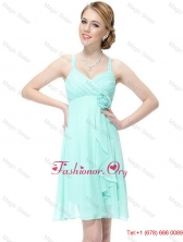 New Style Short Hand Made Flowers Prom Dresses with Straps DBEE036FOR