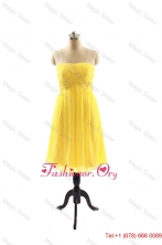 New Style Yellow Short Prom Dresses with Ruching for 2016 DBEES028FOR