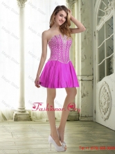 Newest Beading and Ruffles Fuchsia Prom Dresses for 2015 SJQDDT34003FOR