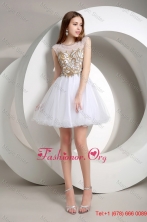 Popular A Line Beaded Mini Length Prom Dresses in White DBEE360FOR