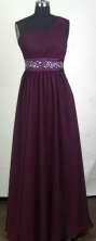 Popular Empire One Shoulder Floor-length Burgundy Prom Dress LHJ42847