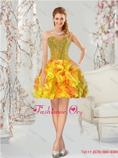 Pretty Beading and Ruffles Multi color Prom Dresses QDDTA2002-7FOR