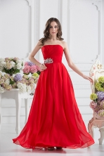 Red Empire Strapless Chiffon Floor length Prom Dress FVPD239FOR