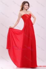 Red Empire Sweetheart Beading Floor length Chiffon Prom Dress FFPD0484FOR