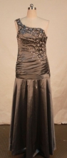 Simple Column One-shoulder neck Floor-length Beading Prom Dresses Style FA-C-151