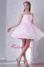 Summer Baby Pink A line Strapless Prom Dress with Mini length FFPD0619FOR