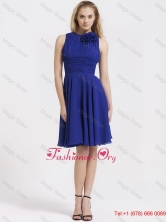 Summer Fashionable Short Royal Blue Prom Dresses with Hand Made Flowers DBEE183FOR
