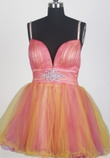 Sweet Short Straps Mini-length Orange Prom Dress LHJ42848