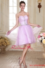Sweetheart Short Beaded Decorate Organza Prom Dress in Lavender FFPD0730FOR