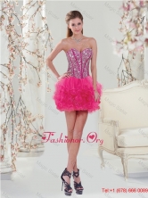 Trendy Beading and Ruffles Hot Pink Prom Dresses for 2015 QDDTA5002FOR