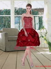 Wine Red Pretty Strapless 2015 Fall Prom Dresses with Embroidery MLD090710TZBFOR