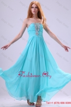 Winter Aqua Blue Chiffon Strapless Empire Prom Dress with Beading FFPD0445FOR