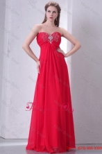 Winter Beaded Decorate Brust Sweetheart Empire Chiffon Prom Dress in Red FFPD0759FOR