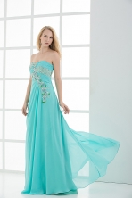 Winter Column Sweetheart Floor length Applique Aqua Blue Prom Dress FVPD159FOR