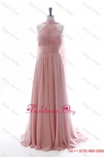 Winter Discout Halter Top Pink Prom Dresses with Ruching DBEES005FOR