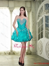 Wonderful 2015 Spring Beaded and Ruffles Prom Dresses in Teal SJQDDT87003FOR