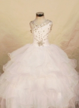  Beautiful Ball gown One-shoulder Neck Floor-length White Beading Flower Girl Dresses Style FA-C-277