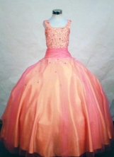 Fashionable Ball Gown Strap Floor-length Orange Beading Flower Girl dress Style FA-L-456