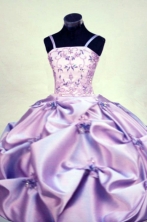  Gorgeous A-line Strap Floor-length Purple Beading Flower Girl Dresses Style FA-C-279
