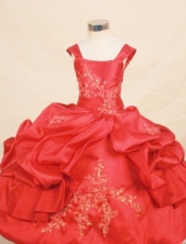  Lovely Ball gown Square Floor-length Red Appliques With Beading Flower Girl Dresses Style FA-C-249
