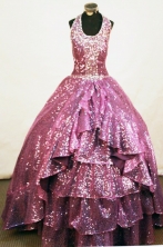  Perfect A-line Halter top neck Floor-length Purple Beading Flower Girl Dresses Style FA-C-274 