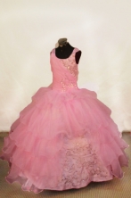 Popular Ball Gown Off The Shoulder Neckline Floor-Length Light Pink Beading Flower Girl Dresses Style FA-S-421