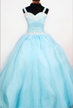  Popular Ball Gown Strap Floor-length Teal Appliques Flower Girl dress Style FA-L-430