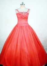  Simple Ball Gown Strap Floor-length Orange Red Flower Girl dress Style FA-L-415