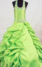  Wonderful Ball Gown Floor-length Yellow Green Taffeta Beading Flower Girl dress Style FA-L-443
